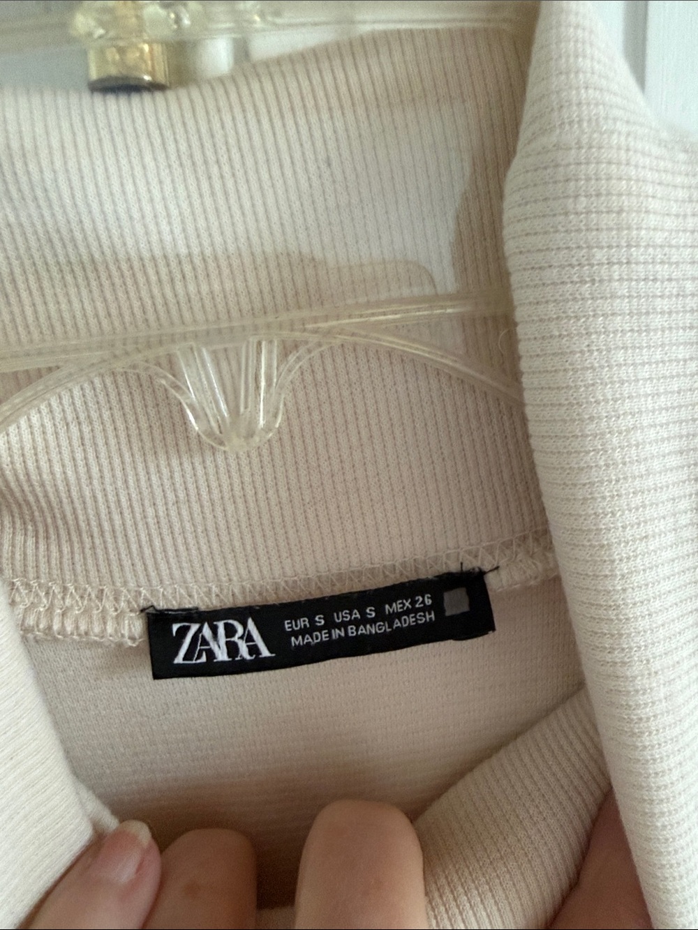 Zara Ecru Ribbed Short Sleeve Turtleneck Midi Shift Dress size Small - Picture 5 of 8